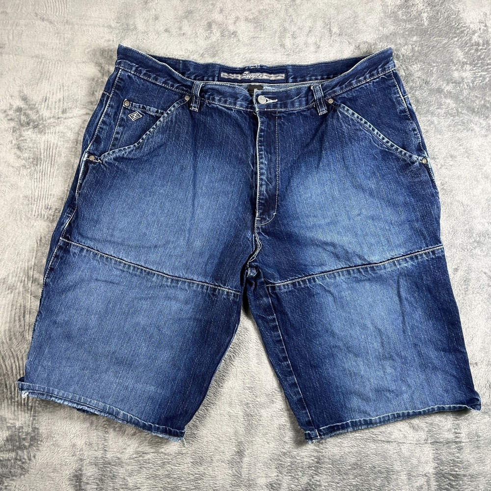 Enyce Carpenter‎ Shorts Mens 40 Blue Denim Medium Wash Logo Hammer Loop Vintage